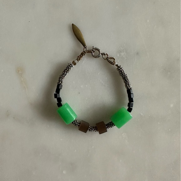 2/$30💎 Artisan mixed media bracelet with brass, jade, black, brown - Picture 3 of 7